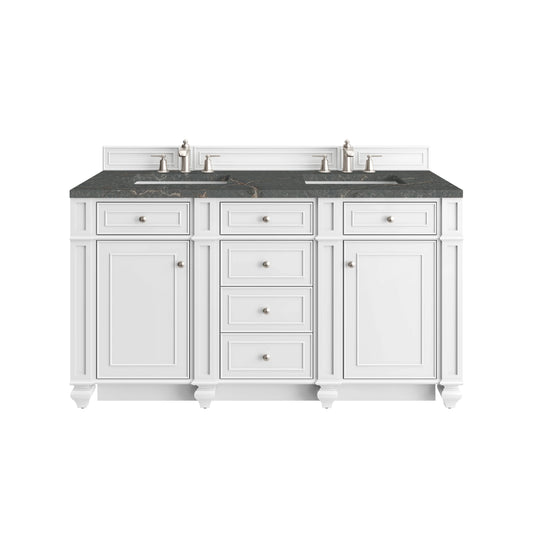 Bristol 60" Double Vanity, Bright White w/ 3 CM Parisien Bleu Silestone Top