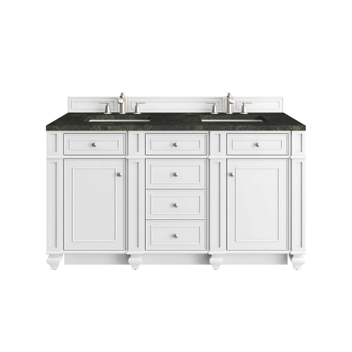 Bristol 60" Double Vanity, Bright White, w/ 3 CM Phantome Eclos Top