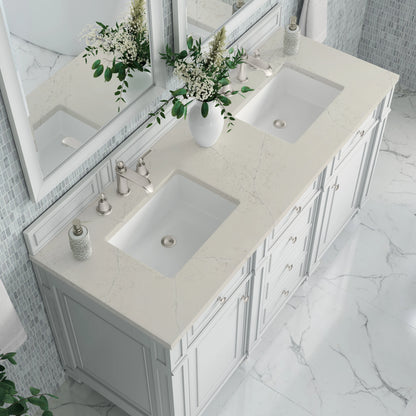 Bristol 60" Double Vanity, Bright White, w/ 3 CM Siberian Silestone Top, view 6
