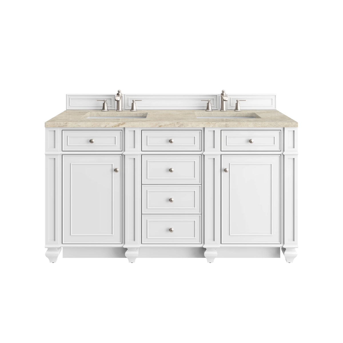 Bristol 60" Double Vanity, Bright White, w/ 3 CM Tajnar Eclos Top