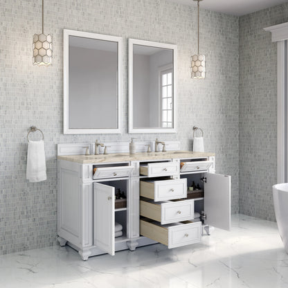 Bristol 60" Double Vanity, Bright White, w/ 3 CM Tajnar Eclos Top, view 4