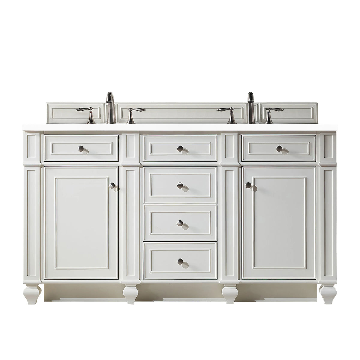 Bristol 60" Double Vanity, Bright White w/ 3 CM White Zeus Silestone Top