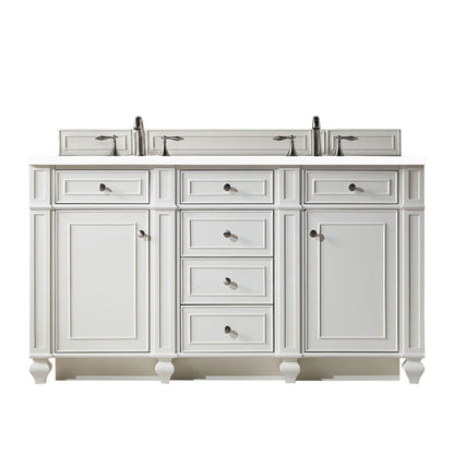 Bristol 60" Double Vanity, Bright White w/ 3 CM White Zeus Silestone Top