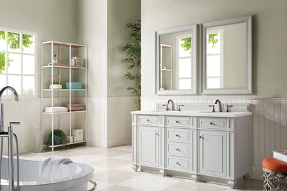 Bristol 60" Double Vanity, Bright White w/ 3 CM White Zeus Silestone Top, view 2