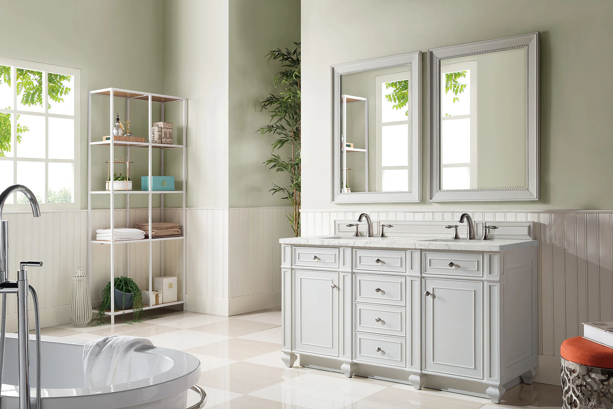 Bristol 60" Double Vanity, Bright White w/ 3 CM Eternal Jasmine Pearl Silestone Top w/FreePower Wireless Charger, view 6