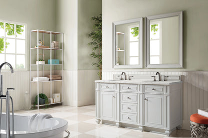 Bristol 60" Double Vanity, Bright White w/ 3 CM Eternal Jasmine Pearl Silestone Top w/FreePower Wireless Charger, view 6