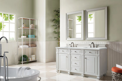 Bristol 60" Double Vanity, Bright White w/ 3 CM Ethereal Noctis Silestone Top w/FreePower Wireless Charger, view 6