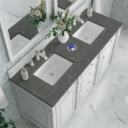 Bristol 60" Double Vanity, Bright White w/ 3 CM Parisien Bleu Silestone Top w/FreePower Wireless Charger, view 9