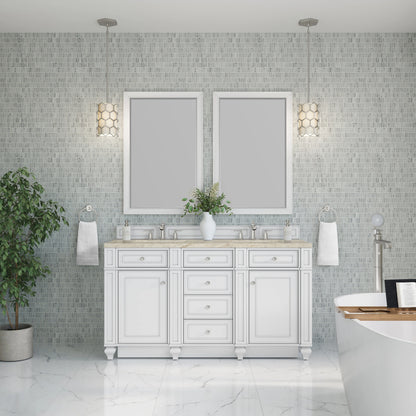 Bristol 60" Double Vanity, Bright White, w/ 3 CM Tajnar Eclos Top w/FreePower Wireless Charger, view 4