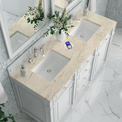 Bristol 60" Double Vanity, Bright White, w/ 3 CM Tajnar Eclos Top w/FreePower Wireless Charger, view 8
