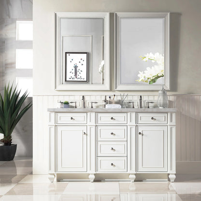 Bristol 60" Double Vanity, Bright White w/ 3 CM Victorian Silver Silestone Top w/FreePower Wireless Charger, view 5