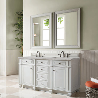 Bristol 60" Double Vanity, Bright White w/ 3 CM Victorian Silver Silestone Top w/FreePower Wireless Charger, view 6