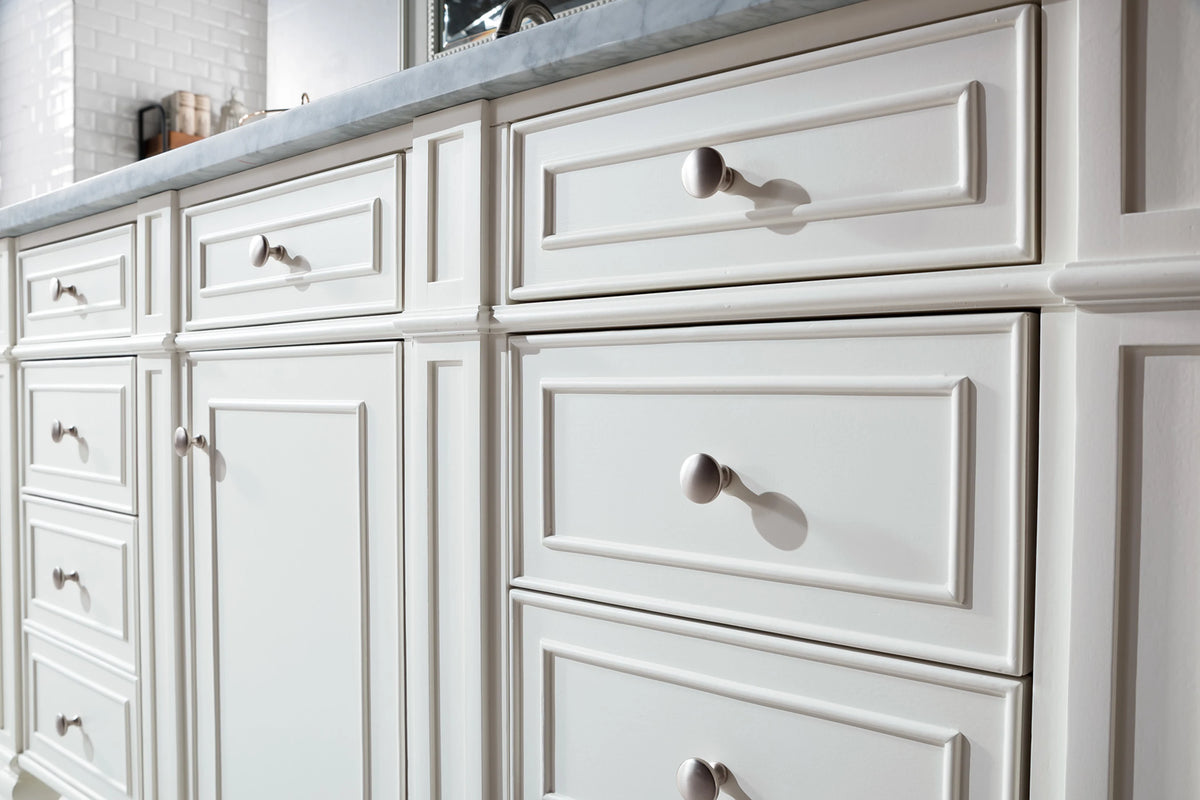 Bristol 60" Single Vanity, Bright White w/ 3 CM Carrara Marble Top, view 5