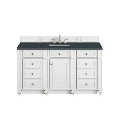 Bristol 60" Single Vanity, Bright White w/ 3 CM Charcoal Soapstone Silestone Top