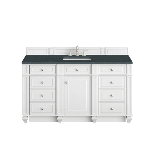Bristol 60" Single Vanity, Bright White w/ 3 CM Charcoal Soapstone Silestone Top