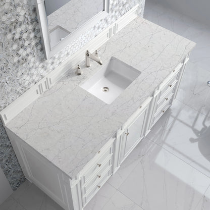 Bristol 60" Single Vanity, Bright White w/ 3 CM Eternal Jasmine Pearl Silestone Top, view 5