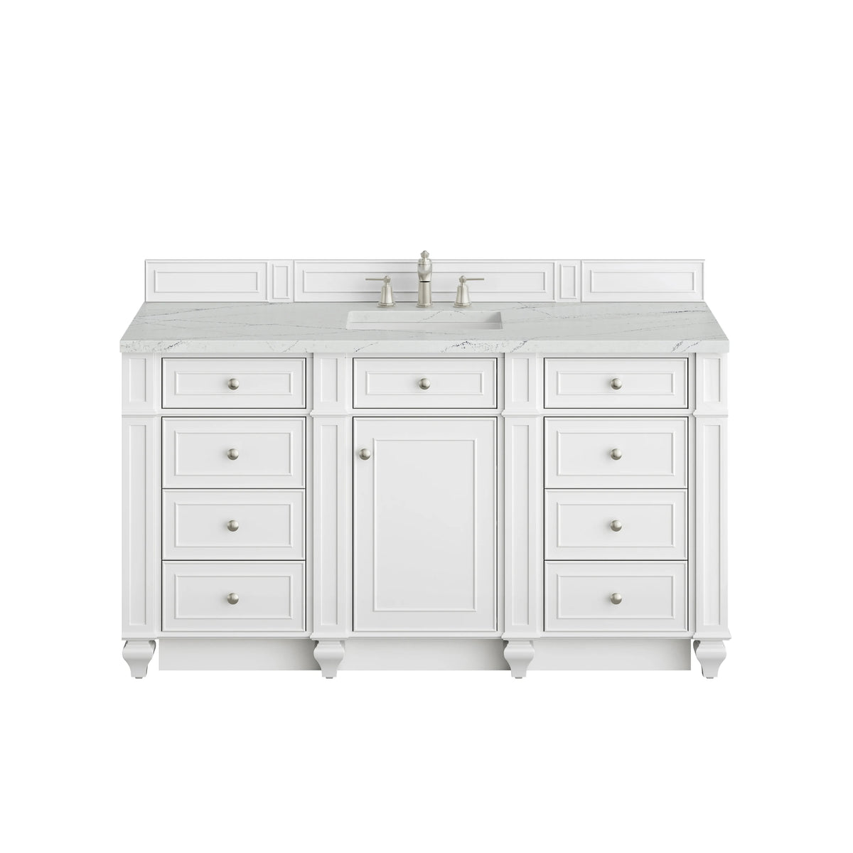 Bristol 60" Single Vanity, Bright White w/ 3 CM Ethereal Noctis Silestone Top