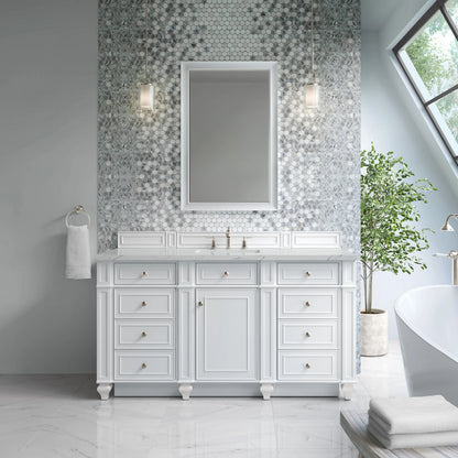 Bristol 60" Single Vanity, Bright White w/ 3 CM Ethereal Noctis Silestone Top, view 2