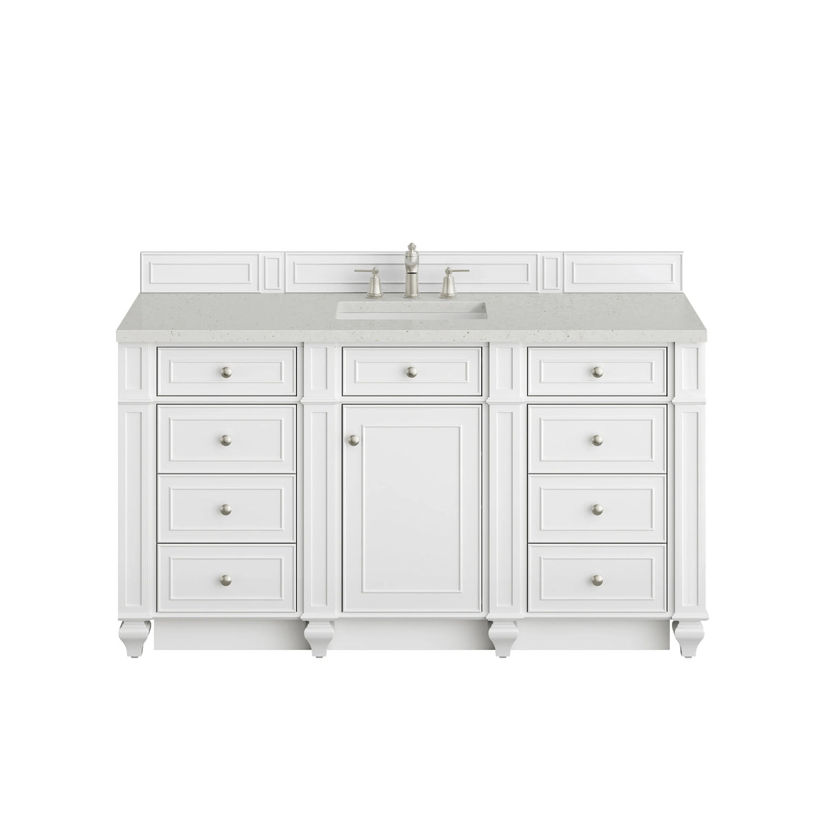 Bristol 60" Single Vanity, Bright White w/ 3 CM Lime Delight Silestone Top