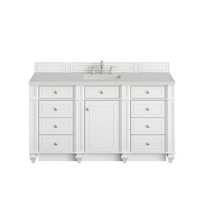 Bristol 60" Single Vanity, Bright White w/ 3 CM Lime Delight Silestone Top
