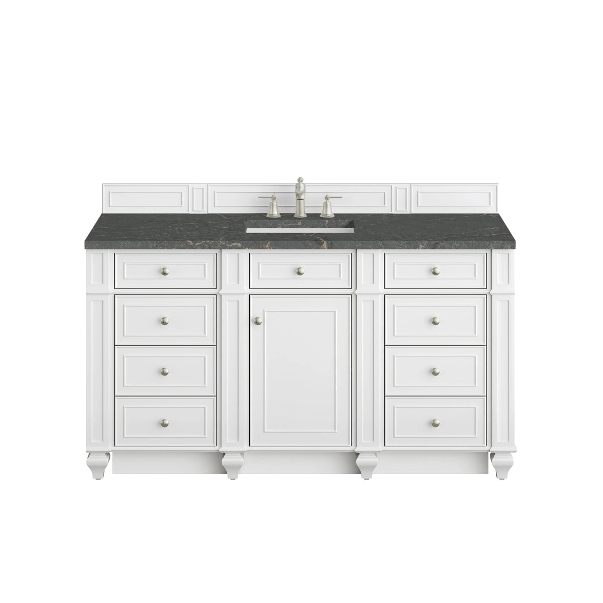 Bristol 60" Single Vanity, Bright White w/ 3 CM Parisien Bleu Silestone Top