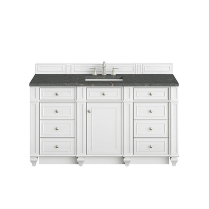 Bristol 60" Single Vanity, Bright White w/ 3 CM Parisien Bleu Silestone Top