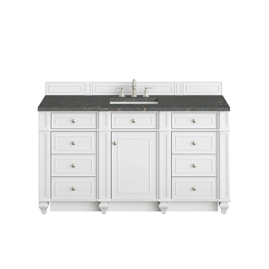 Bristol 60" Single Vanity, Bright White w/ 3 CM Parisien Bleu Silestone Top