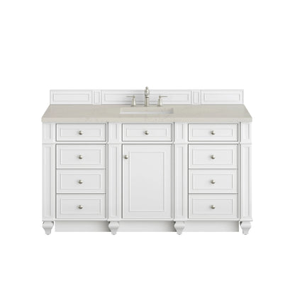 Bristol 60" Single Vanity, Bright White, w/ 3 CM Siberian Silestone Top
