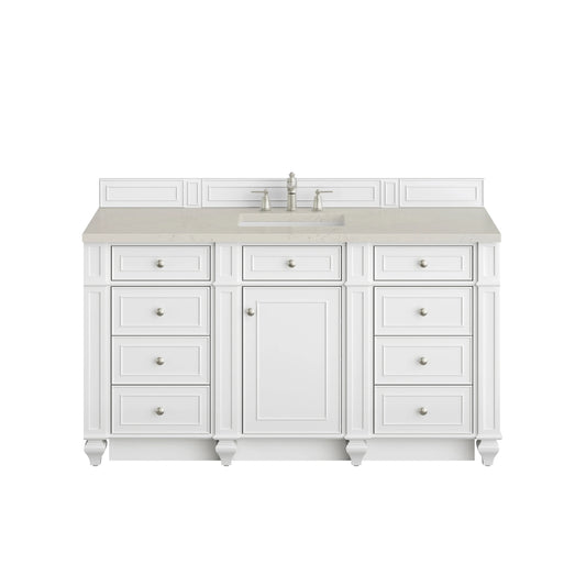 Bristol 60" Single Vanity, Bright White, w/ 3 CM Siberian Silestone Top