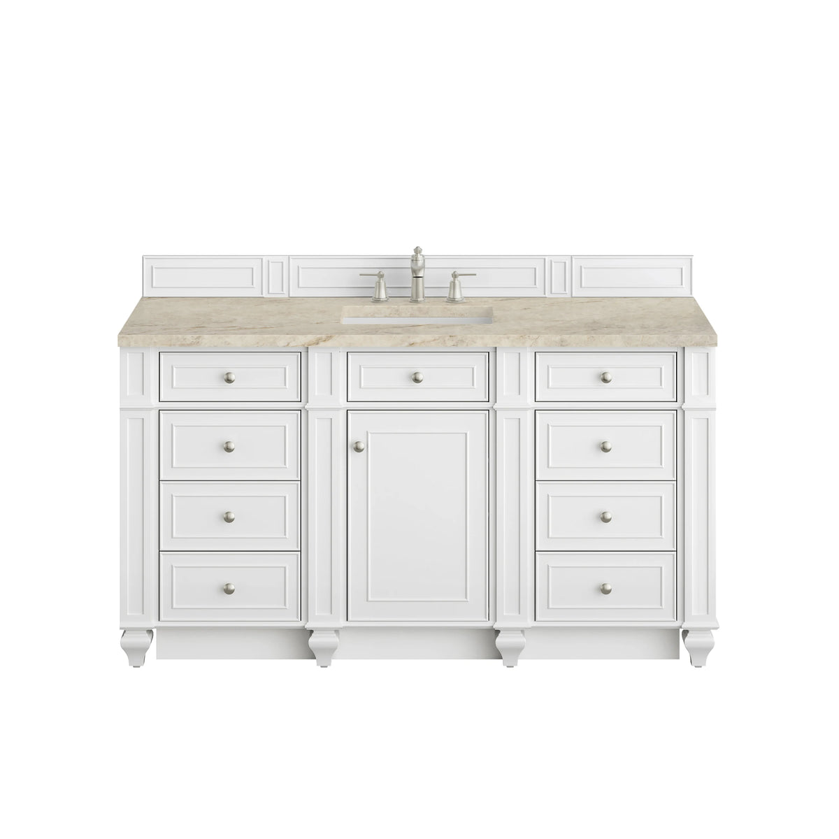 Bristol 60" Single Vanity, Bright White, w/ 3 CM Tajnar Eclos Top