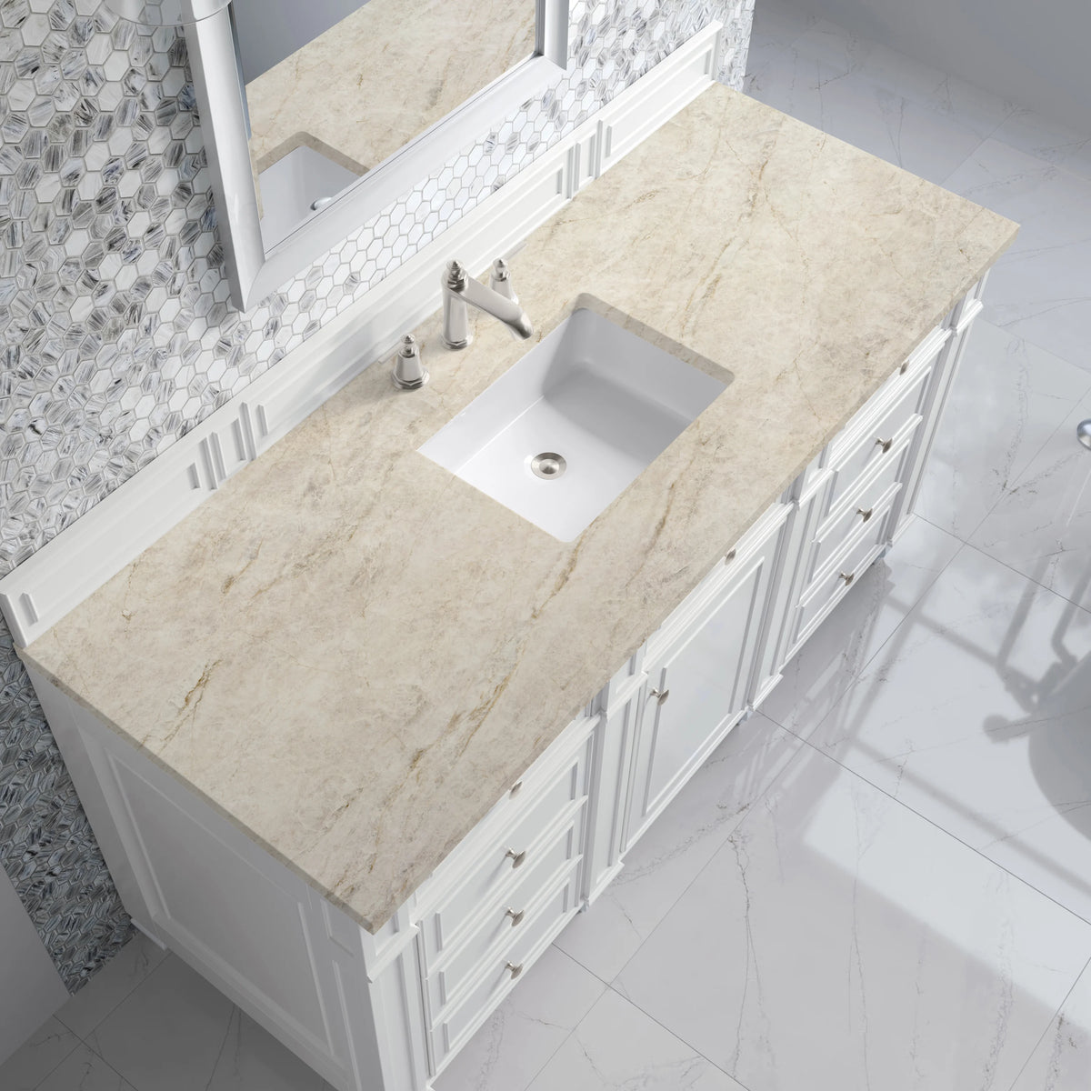 Bristol 60" Single Vanity, Bright White, w/ 3 CM Tajnar Eclos Top, view 5