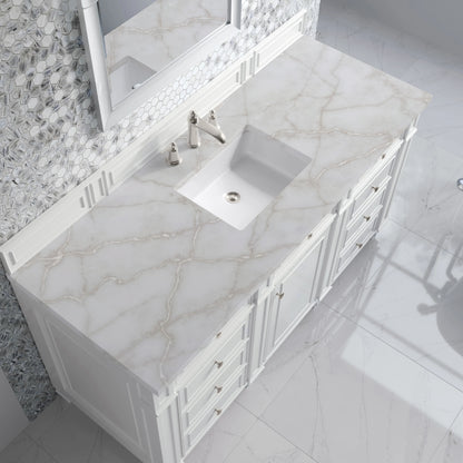 Bristol 60" Single Vanity, Bright White w/ 3 CM Victorian Silver Silestone Top, view 5