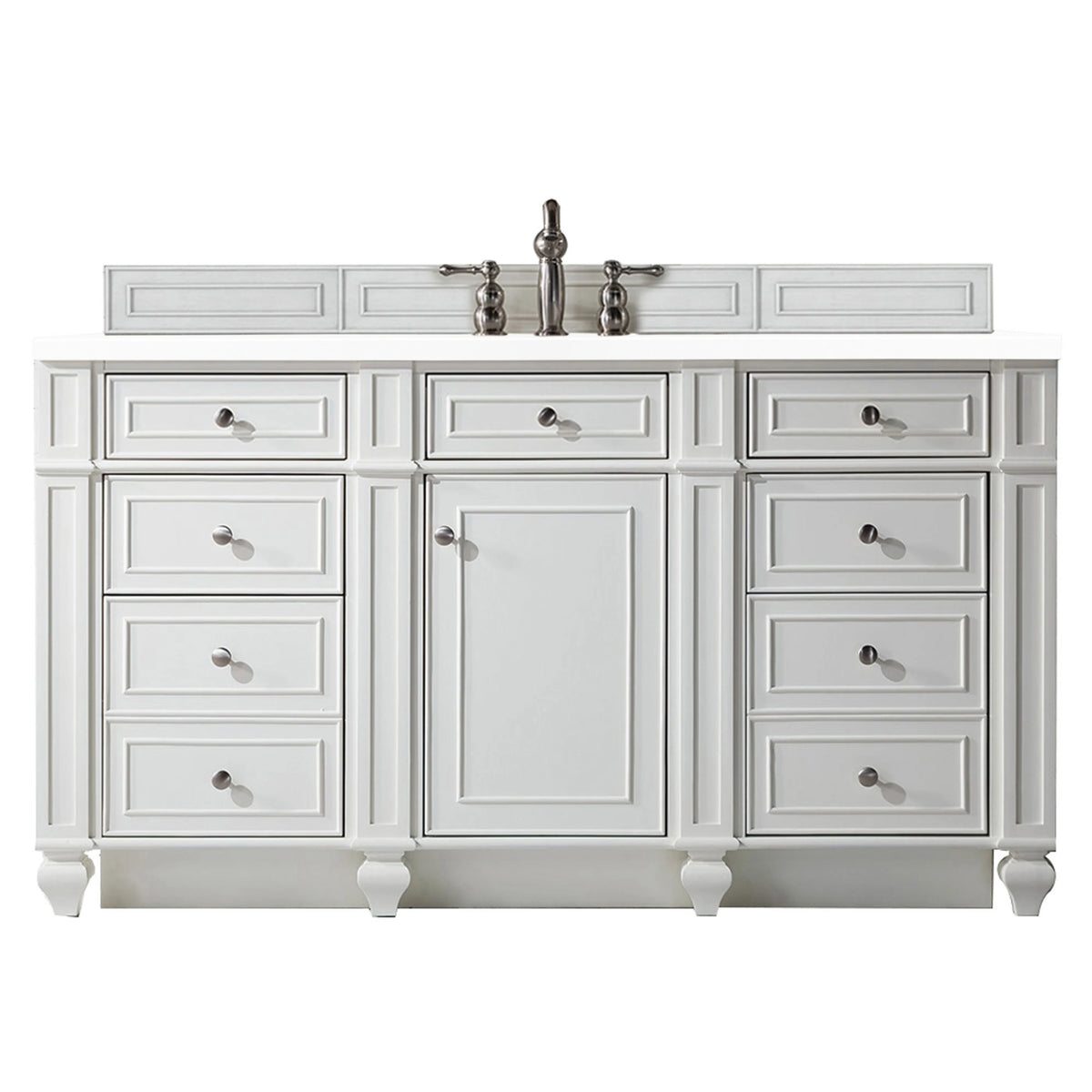 Bristol 60" Single Vanity, Bright White w/ 3 CM White Zeus Silestone Top