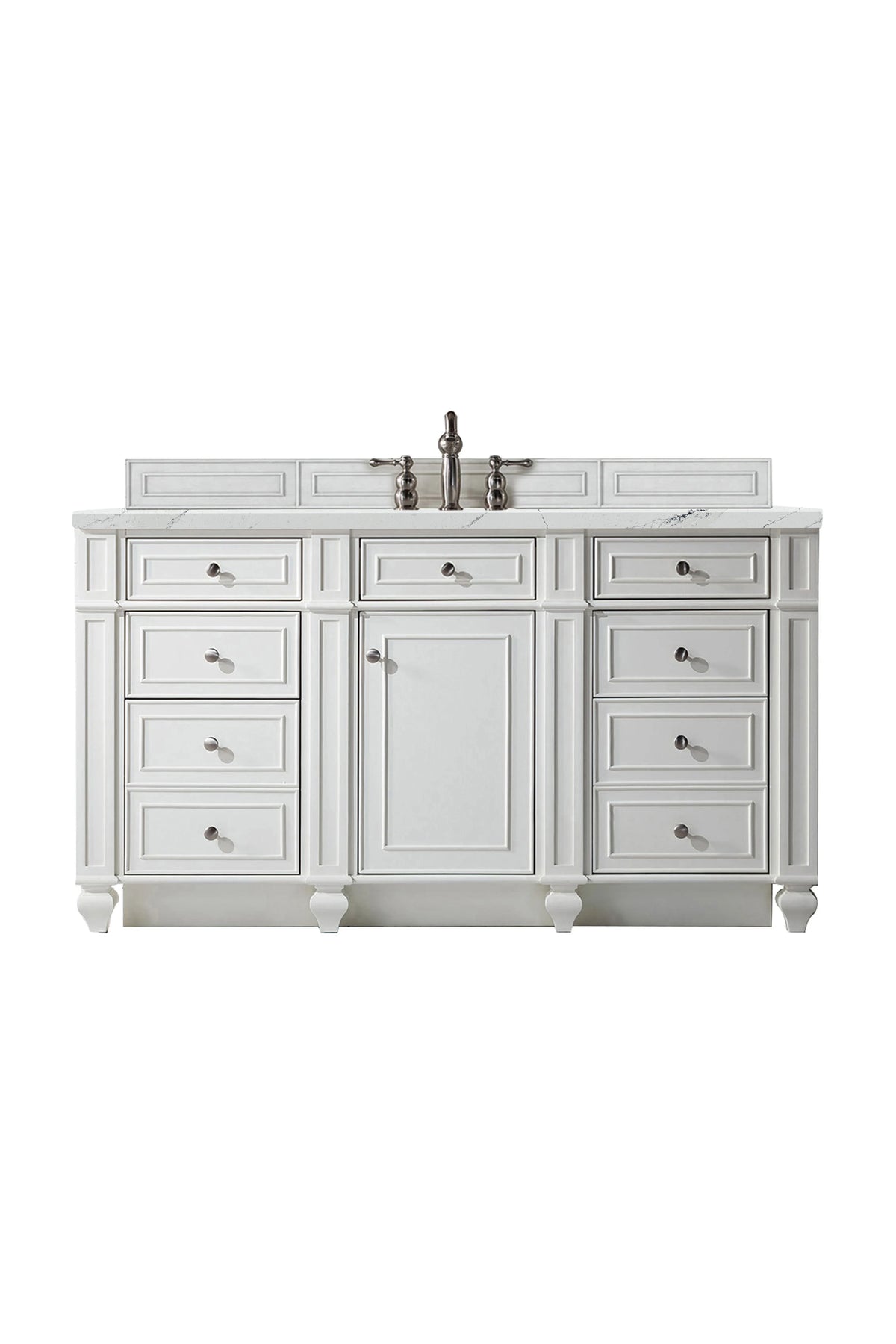 Bristol 60" Single Vanity, Bright White w/ 3 CM Ethereal Noctis Silestone Top w/FreePower Wireless Charger