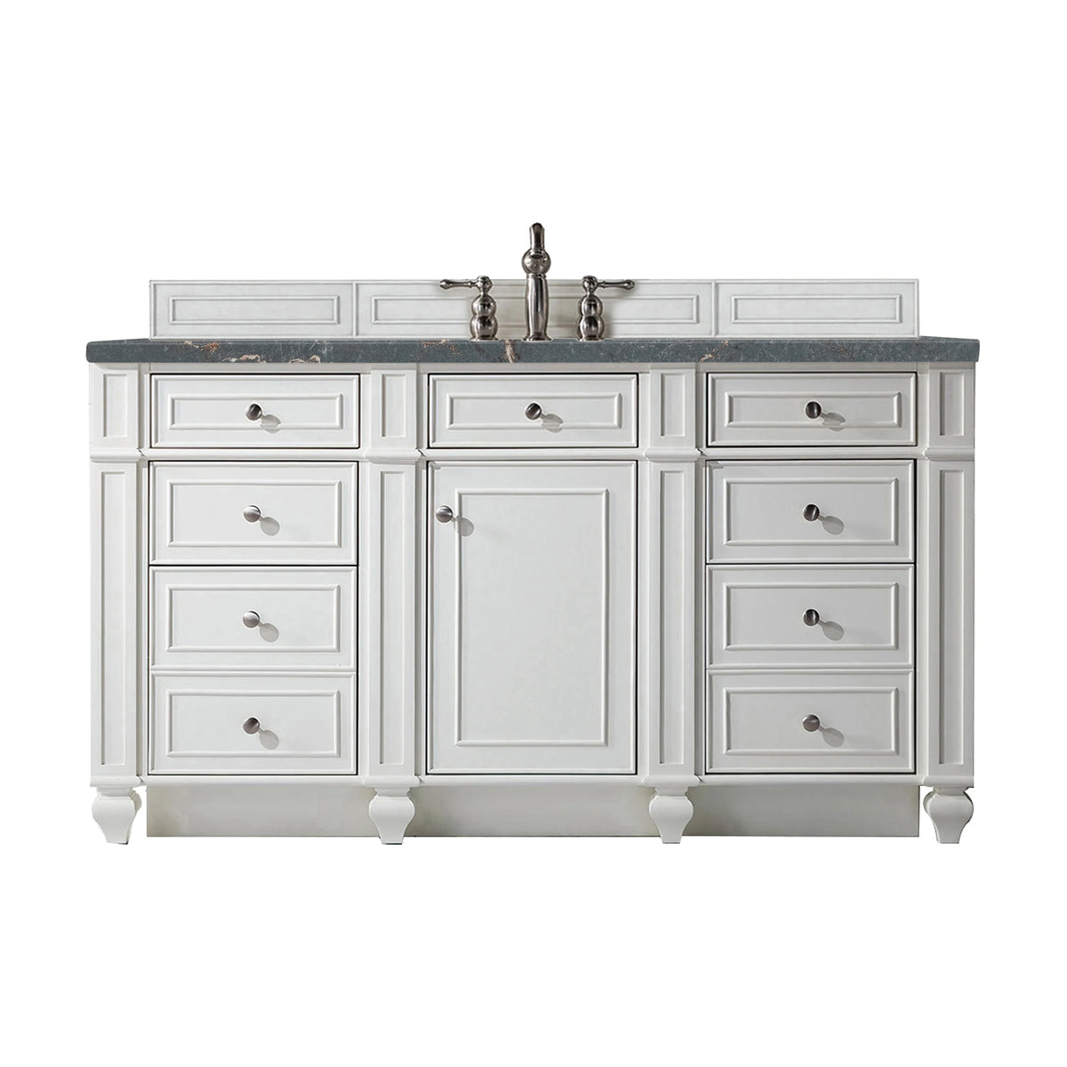 Bristol 60" Single Vanity, Bright White w/ 3 CM Parisien Bleu Silestone Top w/FreePower Wireless Charger