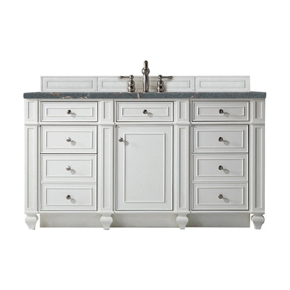 Bristol 60" Single Vanity, Bright White w/ 3 CM Parisien Bleu Silestone Top w/FreePower Wireless Charger
