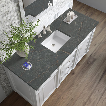 Bristol 60" Single Vanity, Bright White w/ 3 CM Parisien Bleu Silestone Top w/FreePower Wireless Charger, view 8