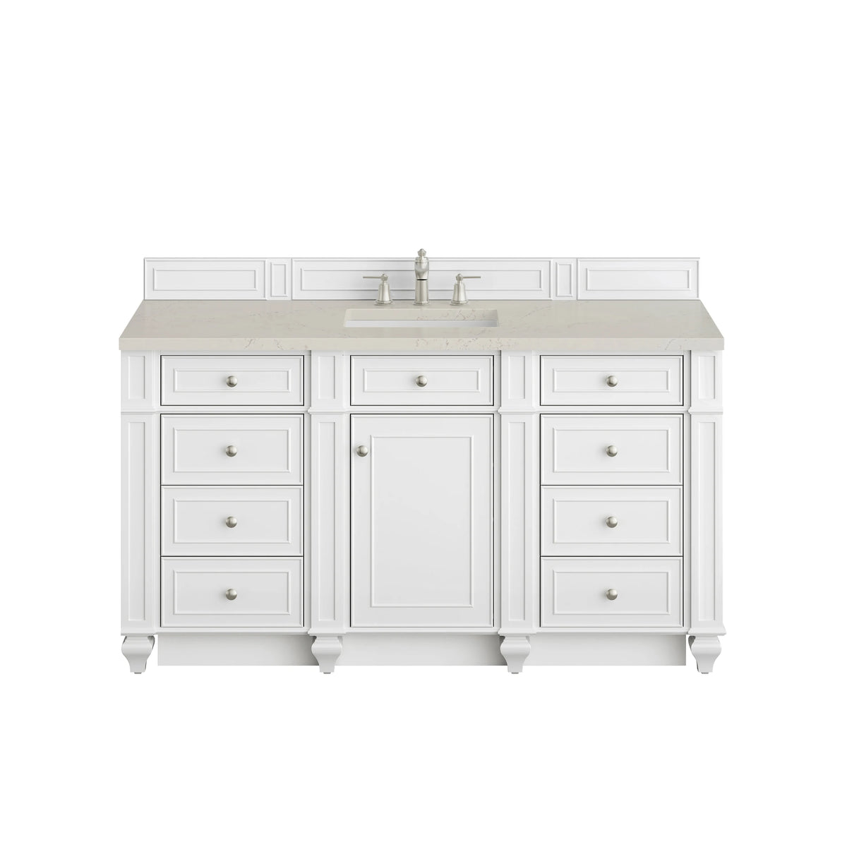 Bristol 60" Single Vanity, Bright White, w/ 3 CM Siberian Silestone Top w/FreePower Wireless Charger