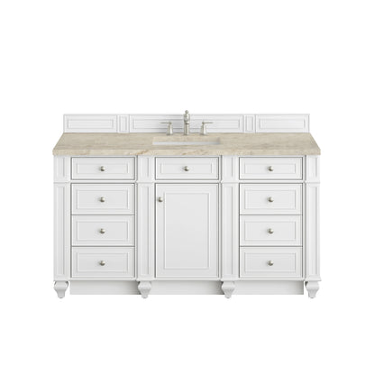 Bristol 60" Single Vanity, Bright White, w/ 3 CM Tajnar Eclos Top w/FreePower Wireless Charger