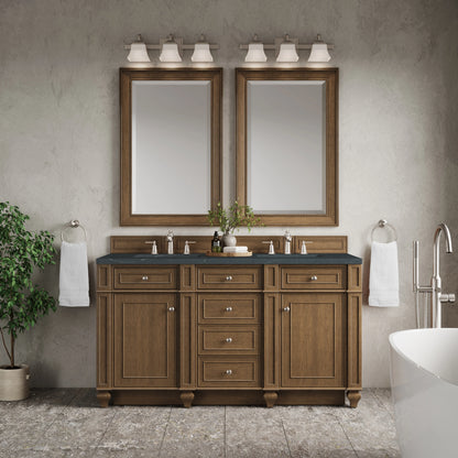 Bristol 60" Double Vanity, Saddle Brown w/ 3 CM Charcoal Soapstone Silestone Top, view 2