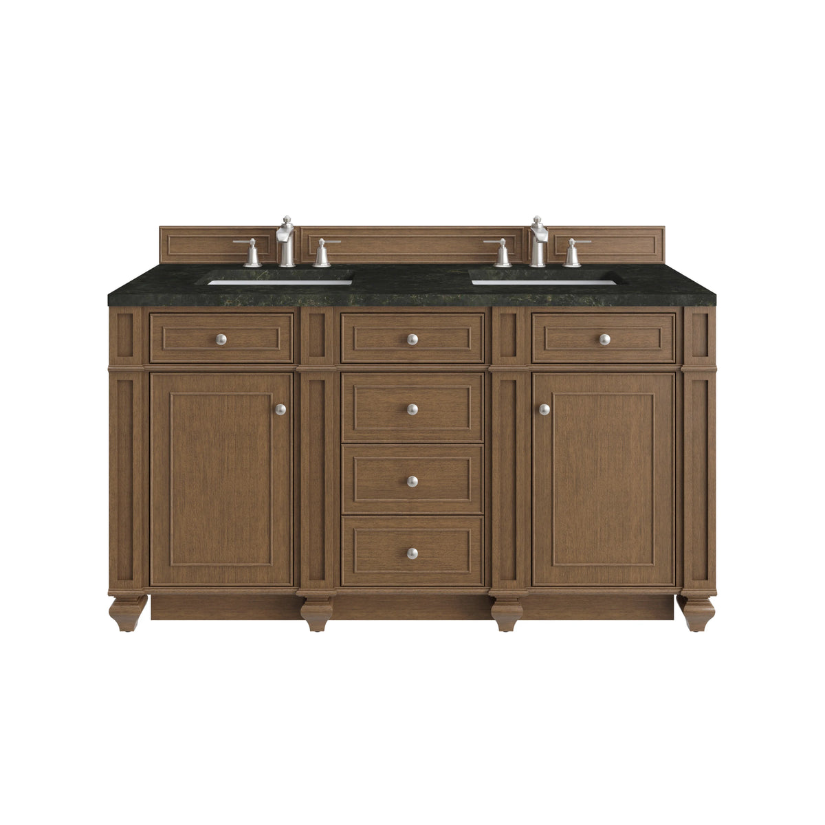 Bristol 60" Double Vanity, Saddle Brown, w/ 3 CM Phantome Eclos Top