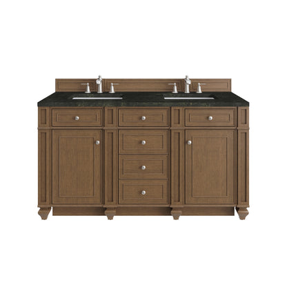 Bristol 60" Double Vanity, Saddle Brown, w/ 3 CM Phantome Eclos Top