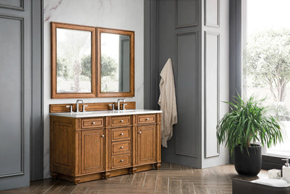 Bristol 60" Double Vanity, Saddle Brown w/ 3 CM White Zeus Silestone Top, view 3