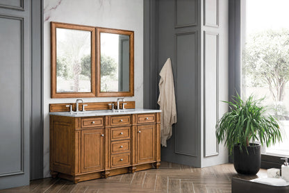Bristol 60" Double Vanity, Saddle Brown w/ 3 CM Eternal Jasmine Pearl Silestone Top w/FreePower Wireless Charger, view 6