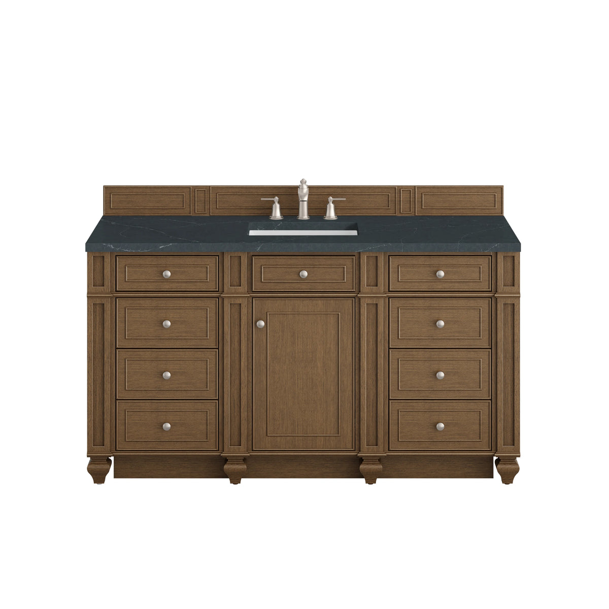 Bristol 60" Single Vanity, Saddle Brown w/ 3 CM Charcoal Soapstone Silestone Top