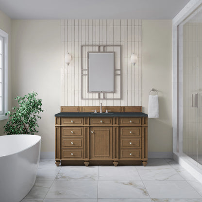 Bristol 60" Single Vanity, Saddle Brown w/ 3 CM Charcoal Soapstone Silestone Top, view 2