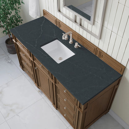 Bristol 60" Single Vanity, Saddle Brown w/ 3 CM Charcoal Soapstone Silestone Top, view 5