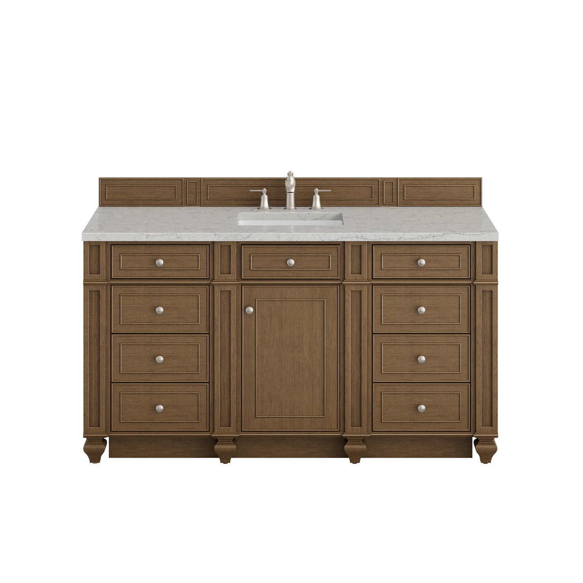 Bristol 60" Single Vanity, Saddle Brown w/ 3 CM Eternal Jasmine Pearl Silestone Top