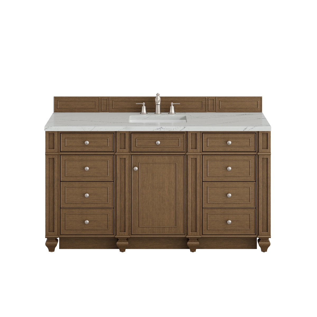 Bristol 60" Single Vanity, Saddle Brown w/ 3 CM Ethereal Noctis Silestone Top