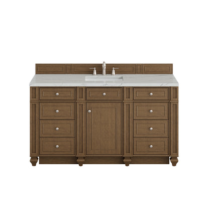 Bristol 60" Single Vanity, Saddle Brown w/ 3 CM Ethereal Noctis Silestone Top